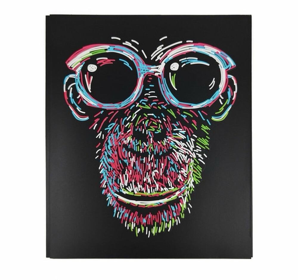 Pen+Gear Letter Size Prong Paper Folder Black Gorilla Art Neon Chimp Glasses